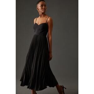 By Anthropologie Sweetheart Bodice Midi Dress Black Size Small